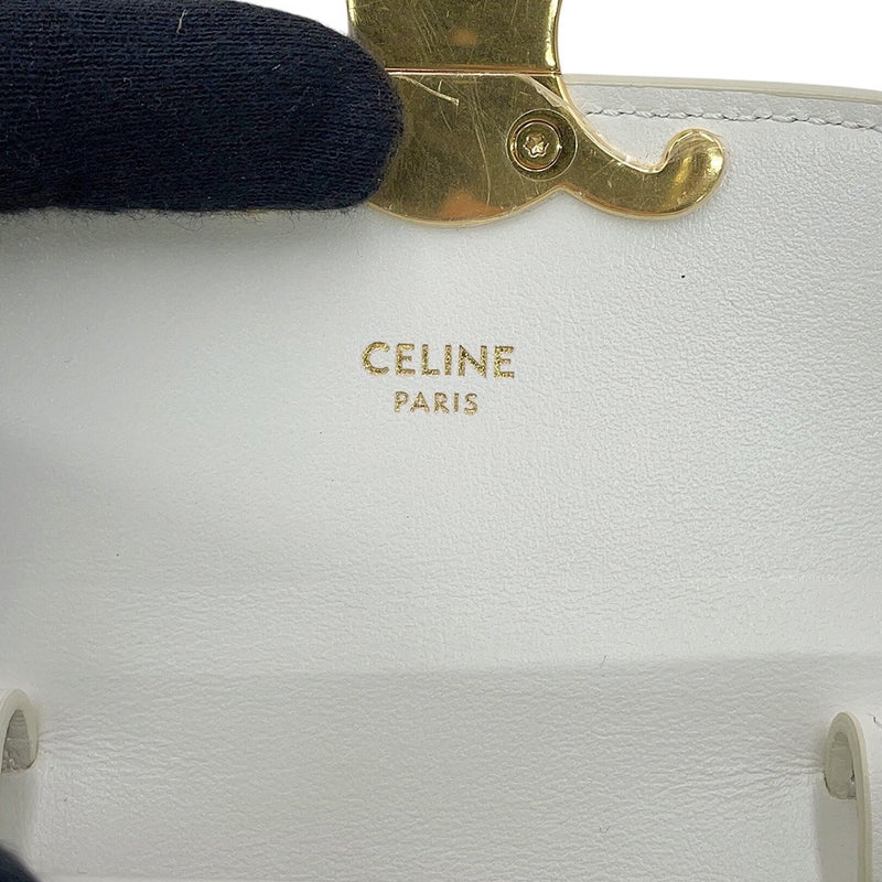 セリーヌ ショルダーバッグ トリオンフ ミニ クロード シャイニーカーフレザー 10I513 CELINE ミニバッグ 白
