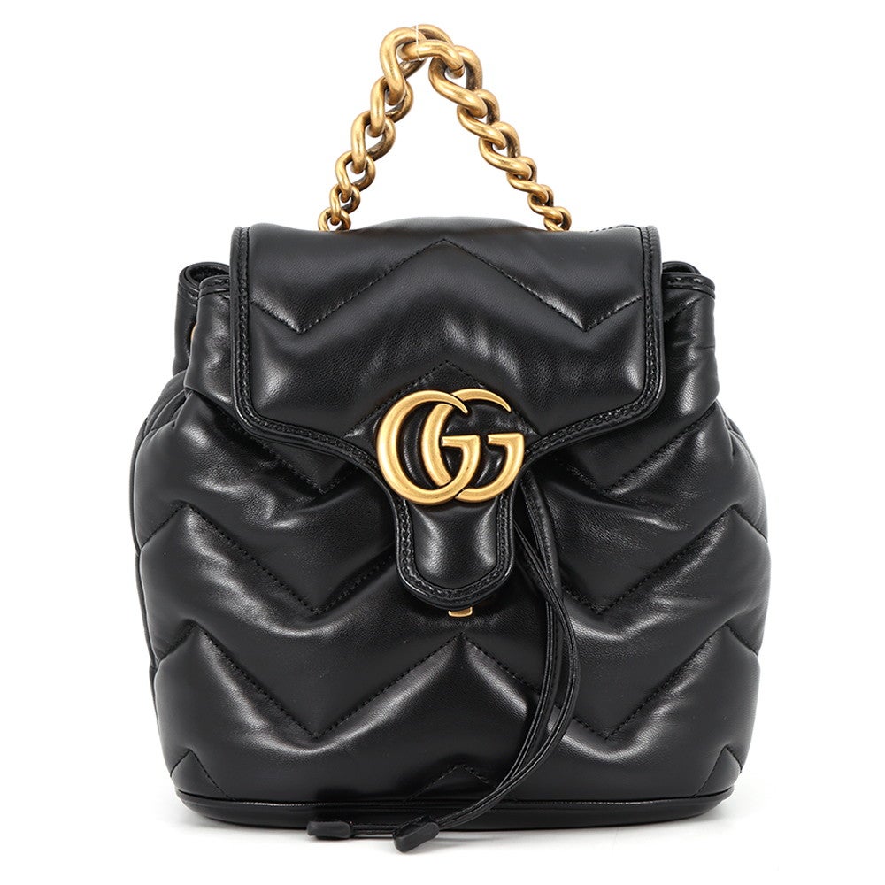グッチ リュック GGマーモント レザー 777253 GUCCI バッグ 黒 | 中古