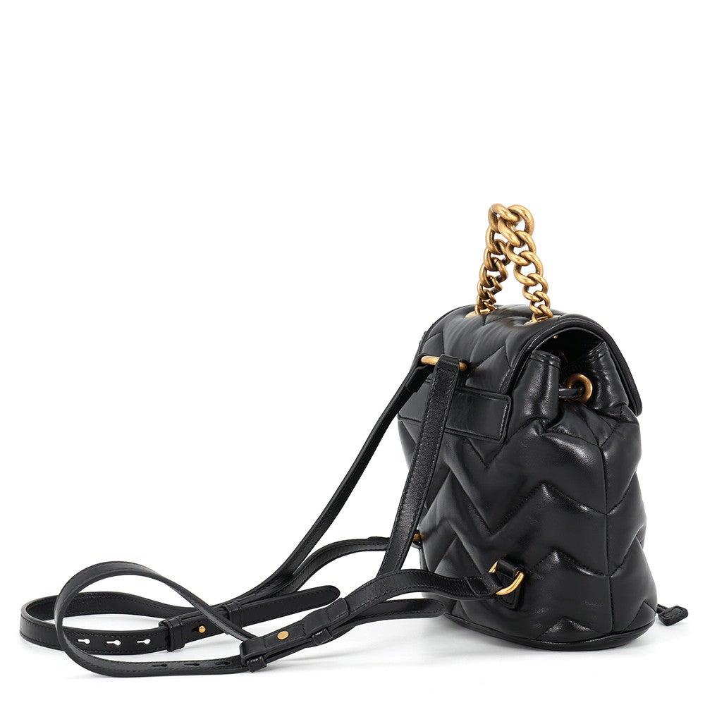 グッチ リュック GGマーモント レザー 777253 GUCCI バッグ 黒 | 中古