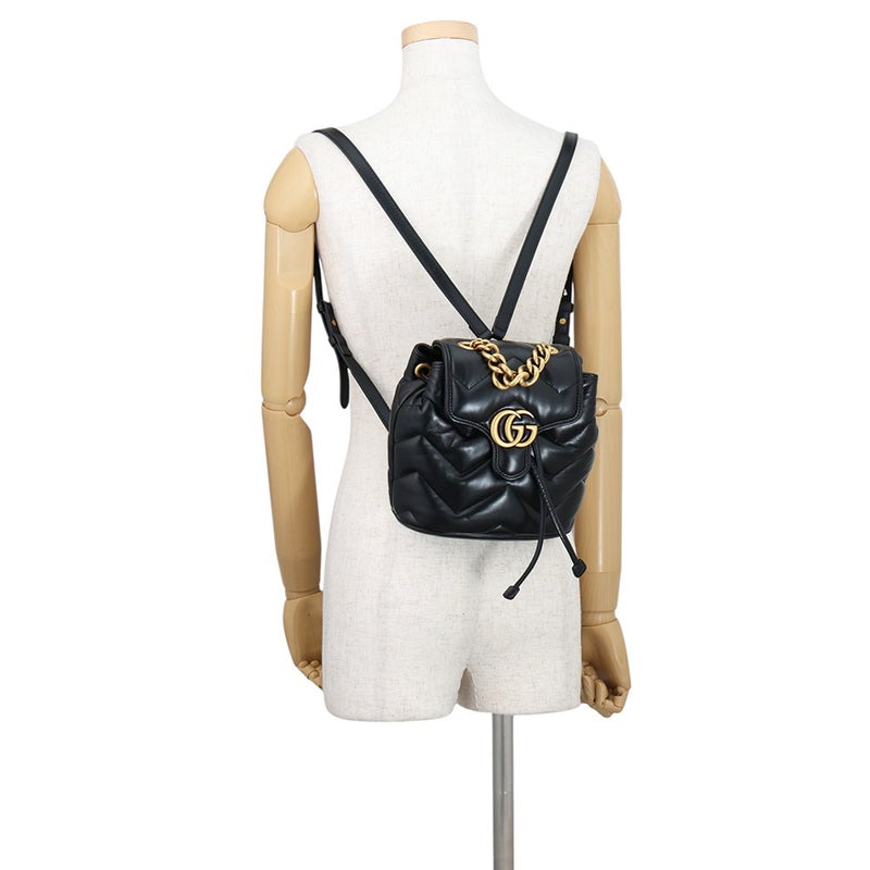 グッチ リュック GGマーモント レザー 777253 GUCCI バッグ 黒