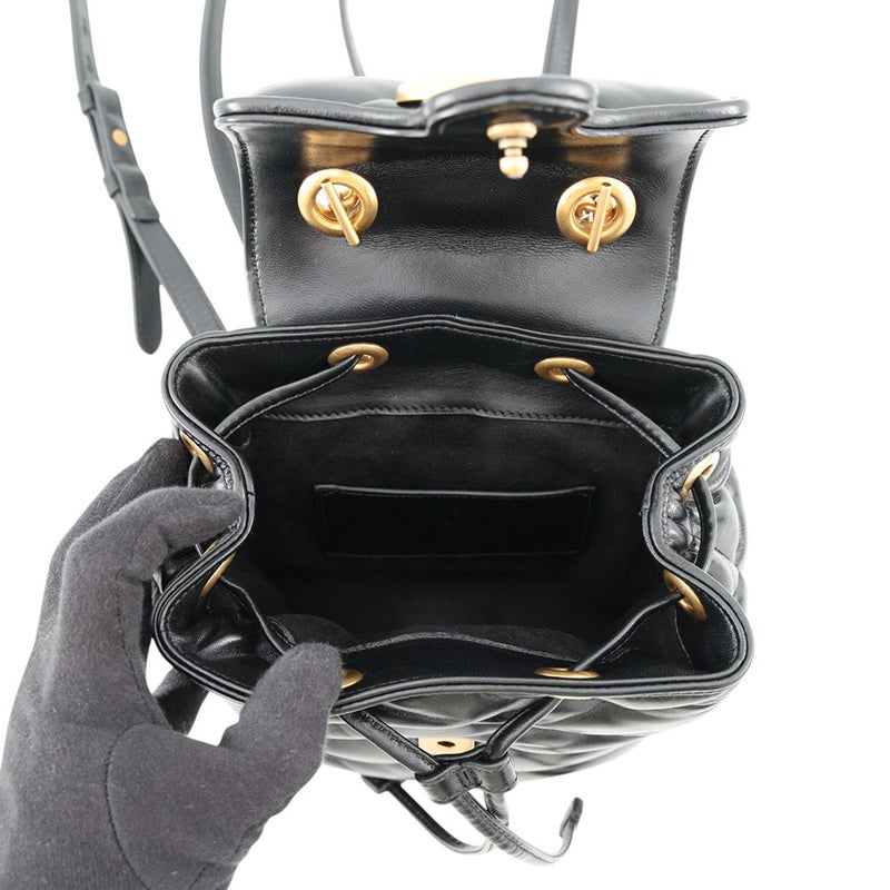 グッチ リュック GGマーモント レザー 777253 GUCCI バッグ 黒