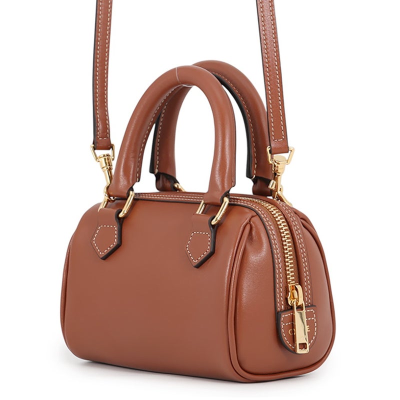 セリーヌ ハンドバッグ キュイルトリオンフ ミニ ボストン スムースカーフレザー 10P043 CELINE 2way ブラウン