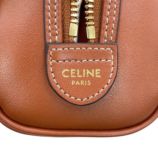 セリーヌ ハンドバッグ キュイルトリオンフ ミニ ボストン スムースカーフレザー 10P043 CELINE 2way ブラウン