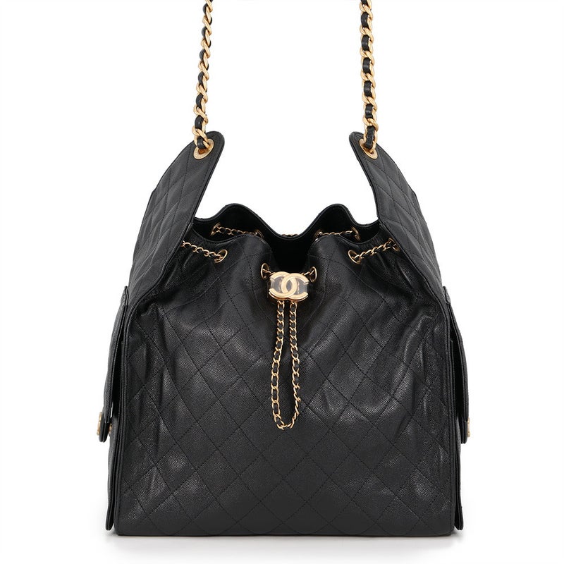 シャネル チェーンショルダーバッグ CHANEL25 ミディアム ココマーク マトラッセ キャビアスキン AS5311 CHANEL 黒