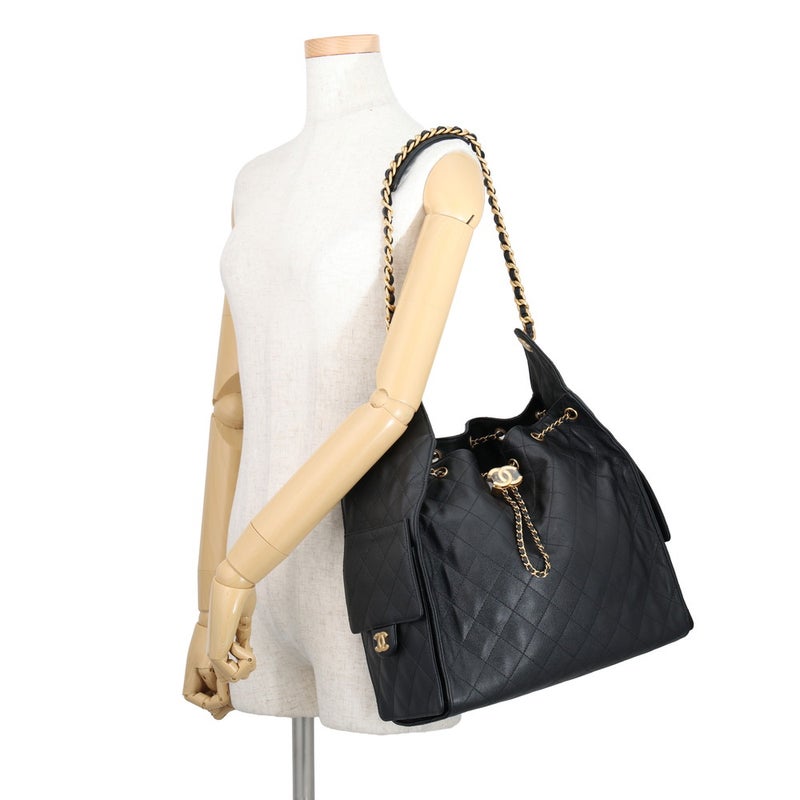 シャネル チェーンショルダーバッグ CHANEL25 ミディアム ココマーク マトラッセ キャビアスキン AS5311 CHANEL 黒