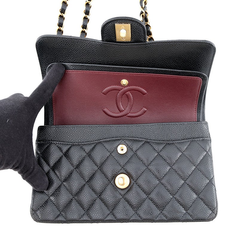 シャネル チェーンショルダーバッグ クラシック マトラッセ23 ココマーク キャビアスキン A01113 CHANEL 黒