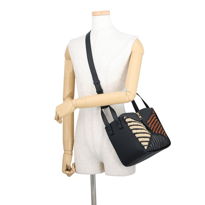 ロエベ ハンドバッグ ハンモック コンパクト ラフィア/レザー A538H13X07 LOEWE 2wayショルダーバッグ 黒