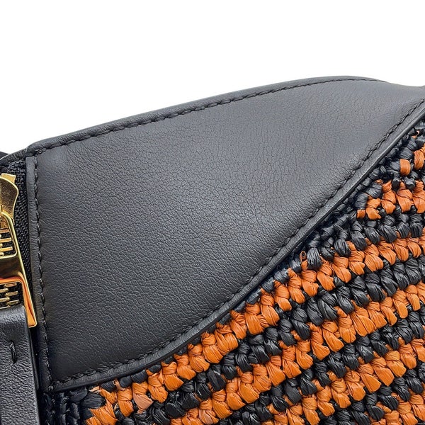 ロエベ ハンドバッグ ハンモック コンパクト ラフィア/レザー A538H13X07 LOEWE 2wayショルダーバッグ 黒