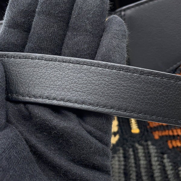 ロエベ ハンドバッグ ハンモック コンパクト ラフィア/レザー A538H13X07 LOEWE 2wayショルダーバッグ 黒