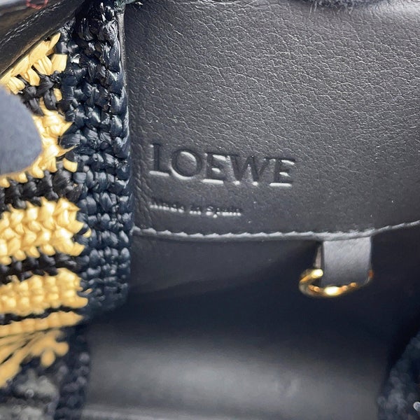 ロエベ ハンドバッグ ハンモック コンパクト ラフィア/レザー A538H13X07 LOEWE 2wayショルダーバッグ 黒