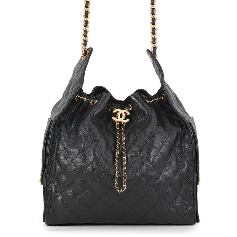 シャネル チェーンショルダーバッグ CHANEL25 ミディアム ココマーク マトラッセ キャビアスキン AS5311 CHANEL 黒