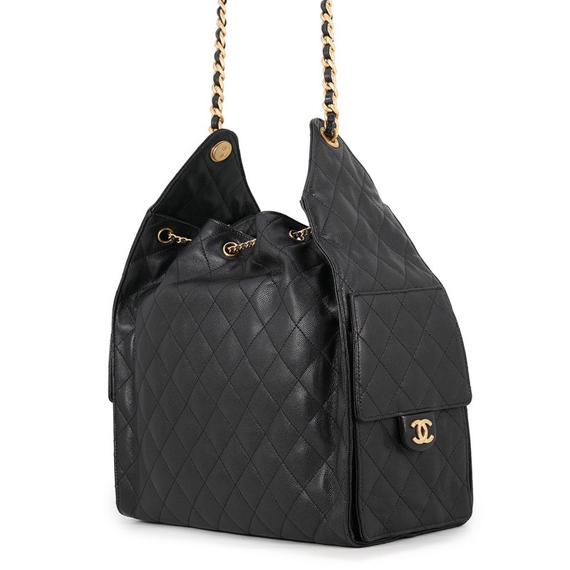 シャネル チェーンショルダーバッグ CHANEL25 ミディアム ココマーク マトラッセ キャビアスキン AS5311 CHANEL 黒