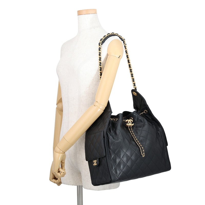 シャネル チェーンショルダーバッグ CHANEL25 ミディアム ココマーク マトラッセ キャビアスキン AS5311 CHANEL 黒