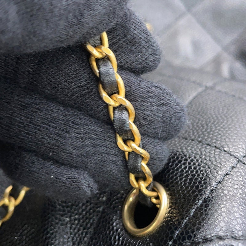 シャネル チェーンショルダーバッグ CHANEL25 ミディアム ココマーク マトラッセ キャビアスキン AS5311 CHANEL 黒
