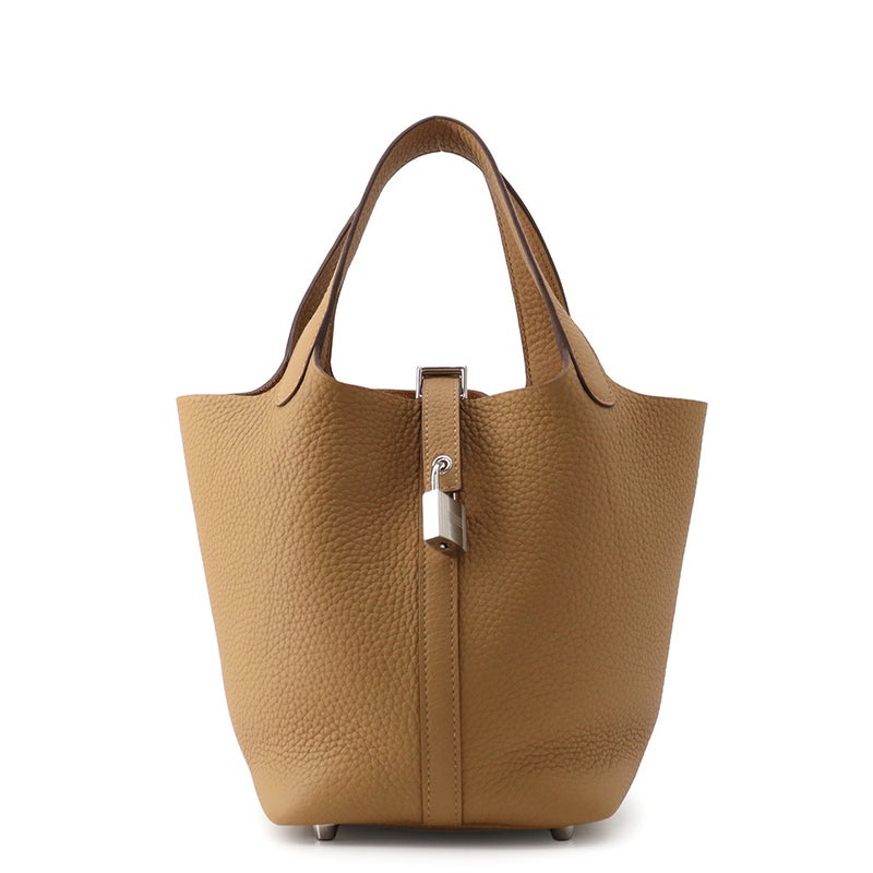 エルメス ハンドバッグ ピコタンロックPM ビスキュイ/シルバー金具 トリヨンクレマンス G刻印 HERMES トートバッグ
