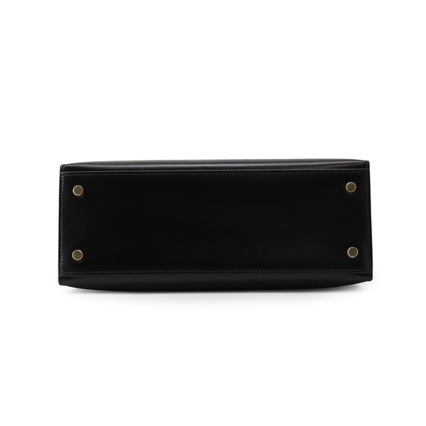 エルメス ハンドバッグ ケリー25 外縫い ブラック/ゴールド金具 ボックスカーフ K刻印 HERMES Kelly 2wayバッグ 黒