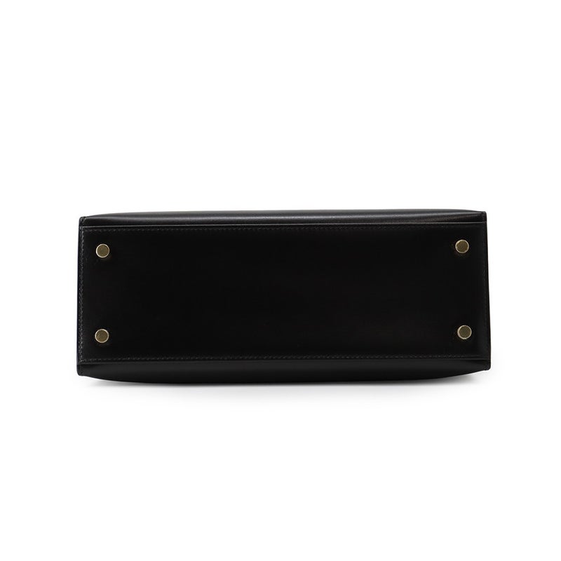 エルメス ハンドバッグ ケリー25 外縫い ブラック/ゴールド金具 ボックスカーフ K刻印 HERMES Kelly 2wayバッグ 黒