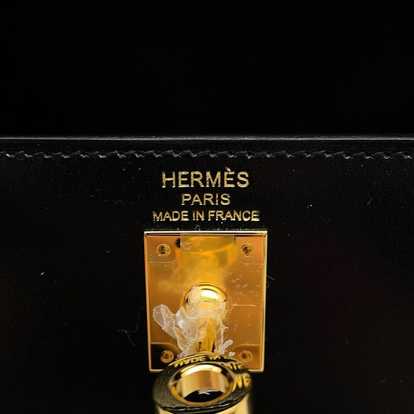 エルメス ハンドバッグ ケリー25 外縫い ブラック/ゴールド金具 ボックスカーフ K刻印 HERMES Kelly 2wayバッグ 黒