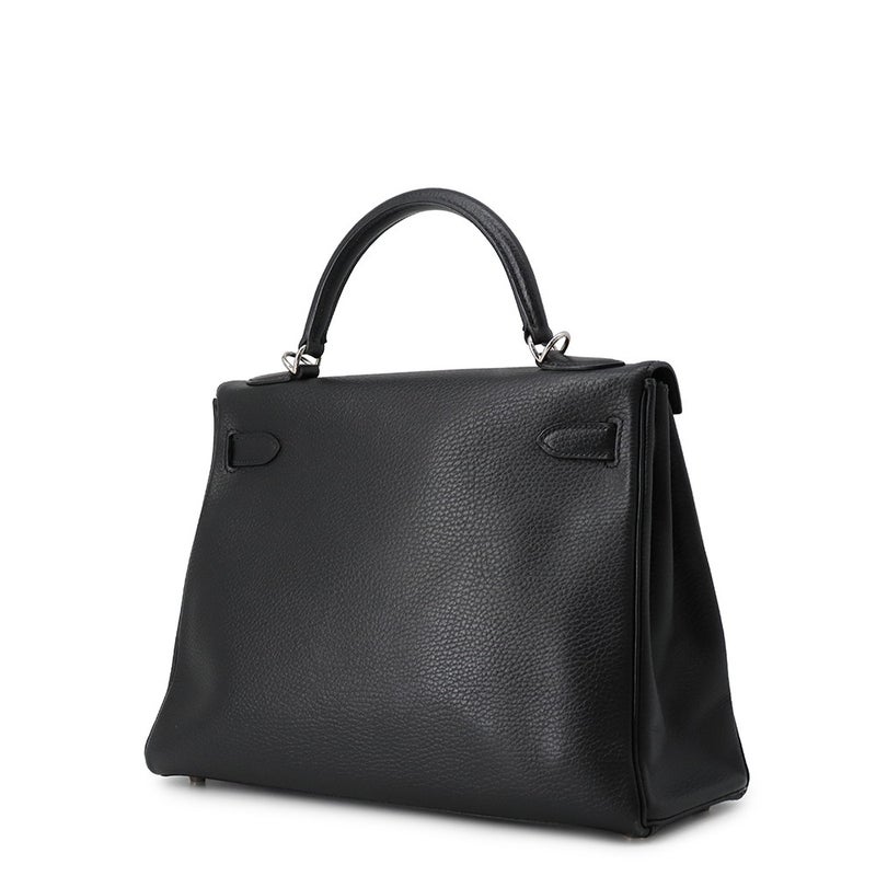 エルメス ハンドバッグ ケリー32 内縫い ブラック/シルバー金具 アルデンヌ □E刻印 HERMES Kelly 2wayバッグ 黒