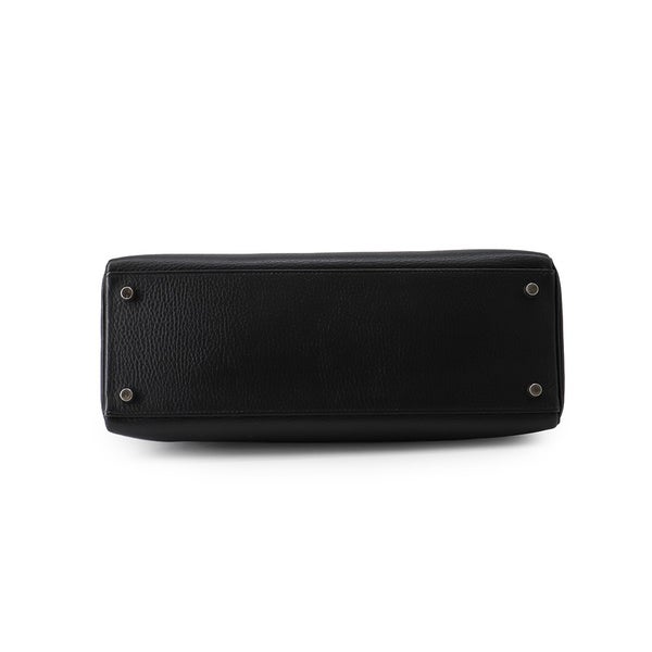 エルメス ハンドバッグ ケリー32 内縫い ブラック/シルバー金具 アルデンヌ □E刻印 HERMES Kelly 2wayバッグ 黒