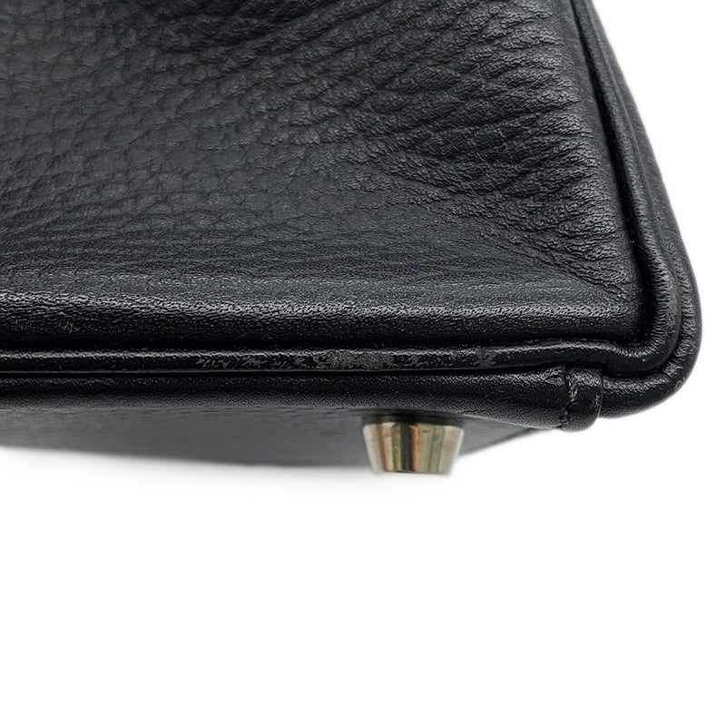 エルメス ハンドバッグ ケリー32 内縫い ブラック/シルバー金具 アルデンヌ □E刻印 HERMES Kelly 2wayバッグ 黒