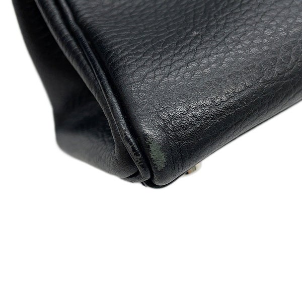 エルメス ハンドバッグ ケリー32 内縫い ブラック/シルバー金具 アルデンヌ □E刻印 HERMES Kelly 2wayバッグ 黒