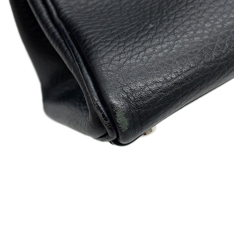 エルメス ハンドバッグ ケリー32 内縫い ブラック/シルバー金具 アルデンヌ □E刻印 HERMES Kelly 2wayバッグ 黒