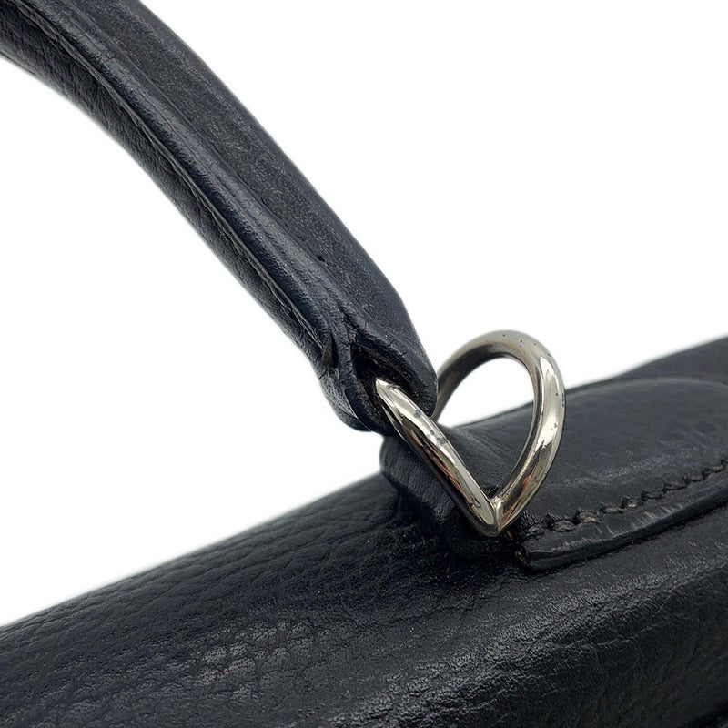 エルメス ハンドバッグ ケリー32 内縫い ブラック/シルバー金具 アルデンヌ □E刻印 HERMES Kelly 2wayバッグ 黒