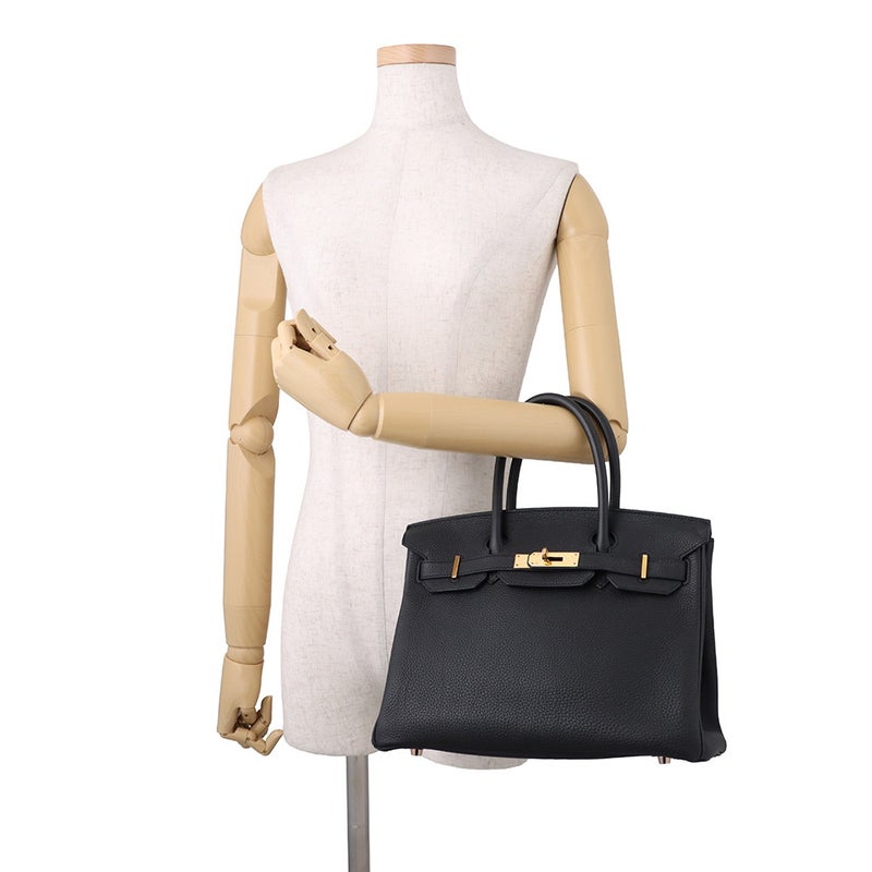 エルメス バーキン30 ブラック/ピンクゴールド金具 トゴ C刻印 HERMES Birkin ハンドバッグ 黒