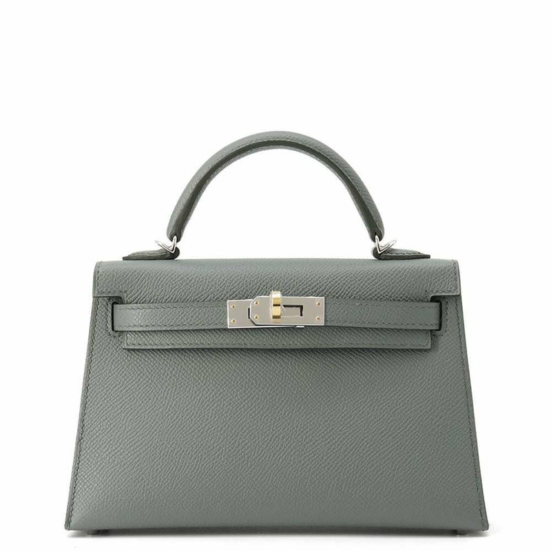 エルメス ハンドバッグ ミニケリー2 外縫い ヴェールアマンド/エレクトラム金具 エプソン K刻印 2wayショルダー