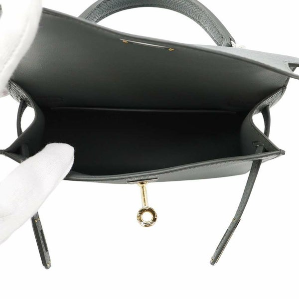 エルメス ハンドバッグ ミニケリー2 外縫い ヴェールアマンド/エレクトラム金具 エプソン K刻印 2wayショルダー