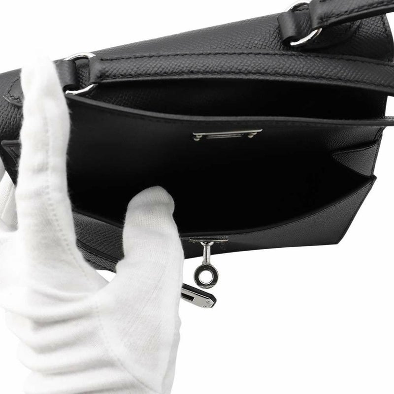 エルメス ショルダー バッグ ケリー20 無秩序 外縫い ブラック/シルバー金具 エプソン W刻印