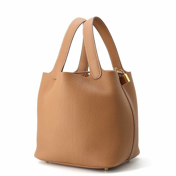 エルメス ハンドバッグ ピコタンロックMM ゴールド/ゴールド金具 トリヨンクレマンス W刻印 HERMES トートバッグ