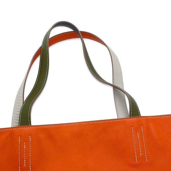 エルメス トートバッグ ドゥブルセンス35 オレンジ/カーキ/グレー/ブルー スイフト □Q刻印 HERMES ショルダー