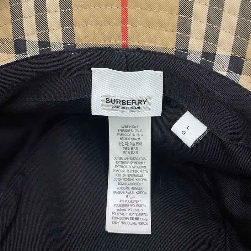 バーバリー バケットハット ヴィンテージチェック コットン ポリエステル サイズL 8021508 BURBERRY 帽子