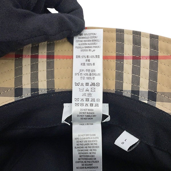バーバリー バケットハット ヴィンテージチェック コットン ポリエステル サイズL 8021508 BURBERRY 帽子