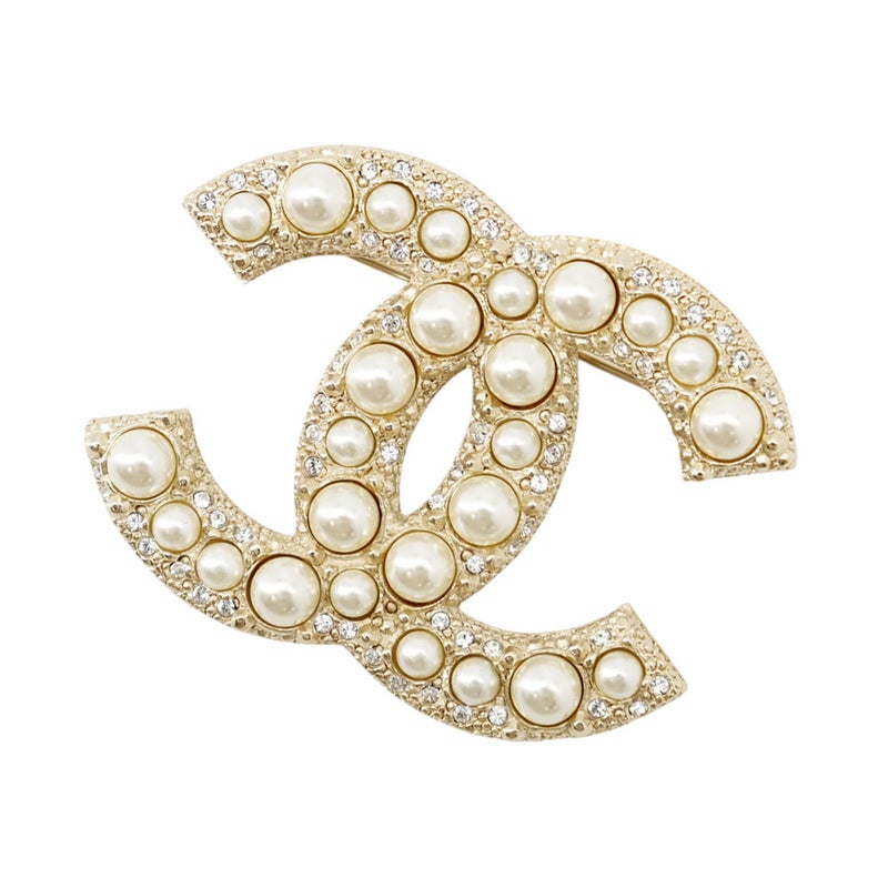 シャネル ブローチ ココマーク ラインストーン フェイクパール メタル F24V A64762 CHANEL アクセサリー