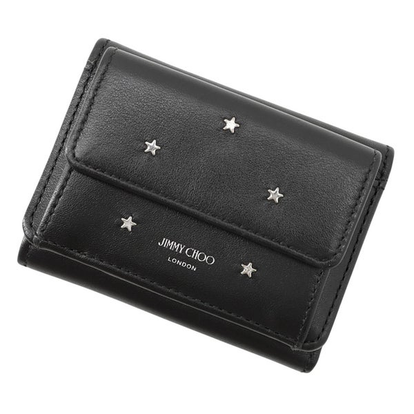 ジミーチュウ 三つ折り財布 ネモ スタッズ コンパクトウォレット レザー JIMMY CHOO 黒