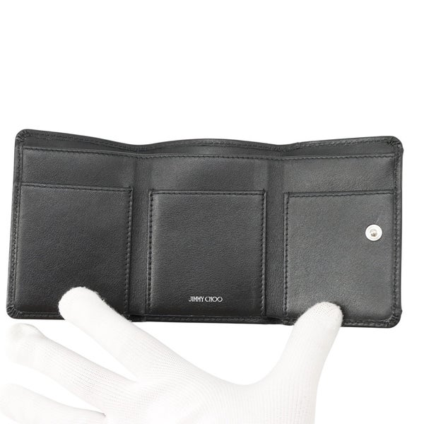 ジミーチュウ 三つ折り財布 ネモ スタッズ コンパクトウォレット レザー JIMMY CHOO 黒