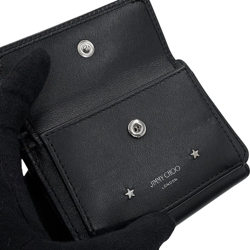 ジミーチュウ 三つ折り財布 ネモ スタッズ コンパクトウォレット レザー JIMMY CHOO 黒