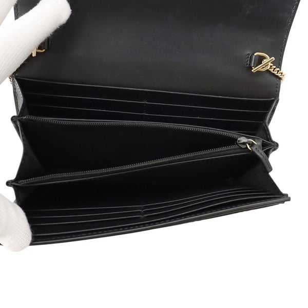 グッチ チェーンウォレット グッチシマ レザー 453506 GUCCI 黒 長財布