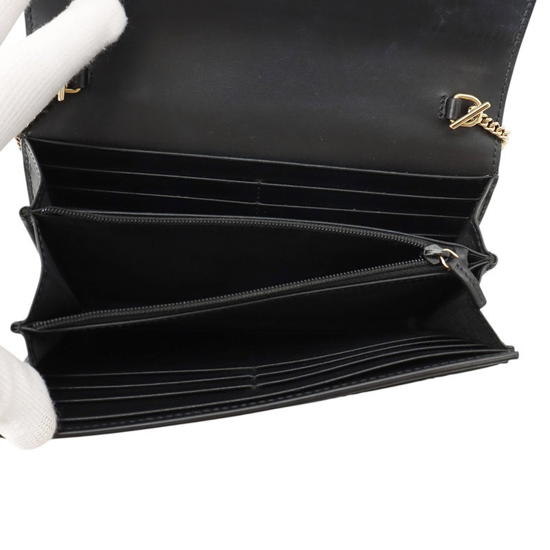 グッチ チェーンウォレット グッチシマ レザー 453506 GUCCI 黒 長財布