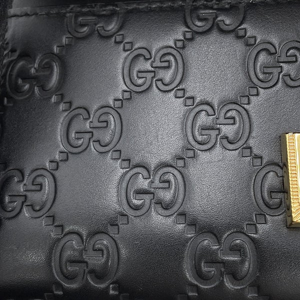 グッチ チェーンウォレット グッチシマ レザー 453506 GUCCI 黒 長財布