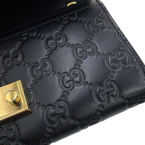 グッチ チェーンウォレット グッチシマ レザー 453506 GUCCI 黒 長財布
