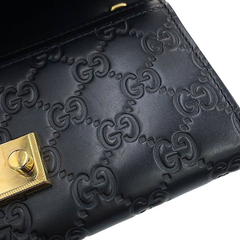 グッチ チェーンウォレット グッチシマ レザー 453506 GUCCI 黒 長財布