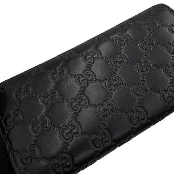 グッチ チェーンウォレット グッチシマ レザー 453506 GUCCI 黒 長財布