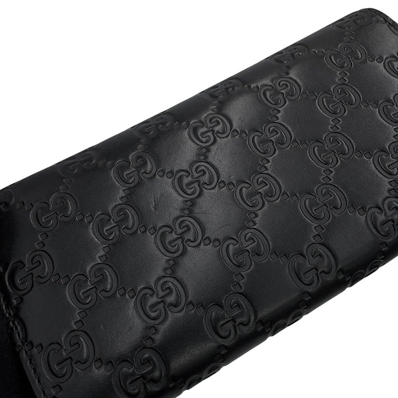 グッチ チェーンウォレット グッチシマ レザー 453506 GUCCI 黒 長財布