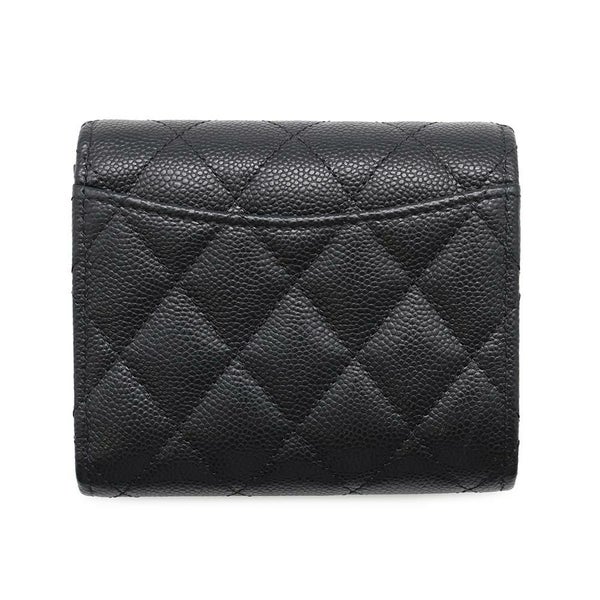 シャネル 三つ折り財布 マトラッセ ココマーク クラシック スモール フラップ ウォレット キャビアスキン AP0229 CHANEL 黒