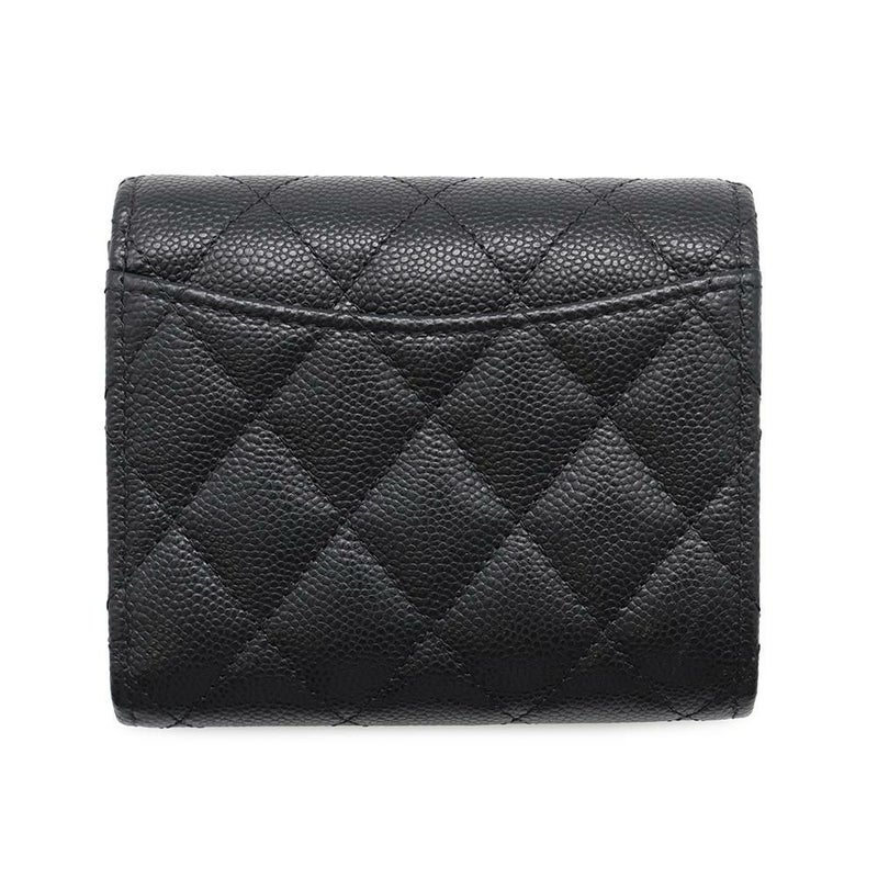 シャネル 三つ折り財布 マトラッセ ココマーク クラシック スモール フラップ ウォレット キャビアスキン AP0229 CHANEL 黒