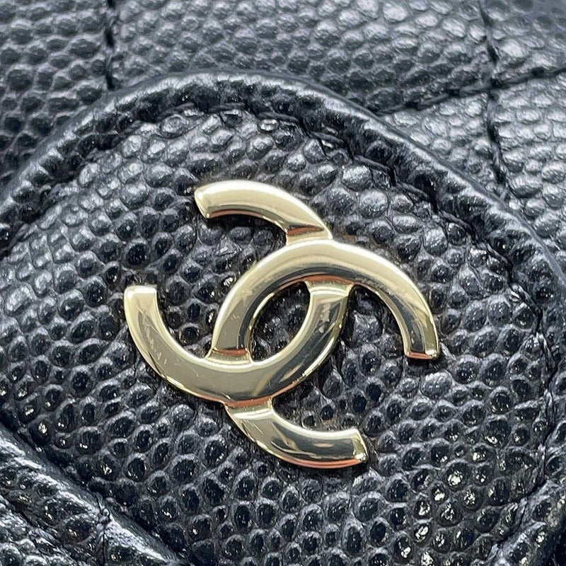 シャネル 三つ折り財布 マトラッセ ココマーク クラシック スモール フラップ ウォレット キャビアスキン AP0229 CHANEL 黒